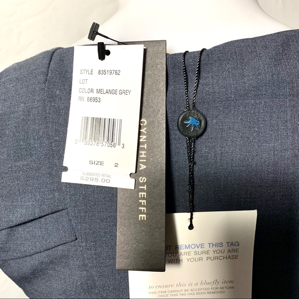 Cynthia Steffe $295 V-Neck Ruched Grey Dress NWT 2 - Picture 7 of 7